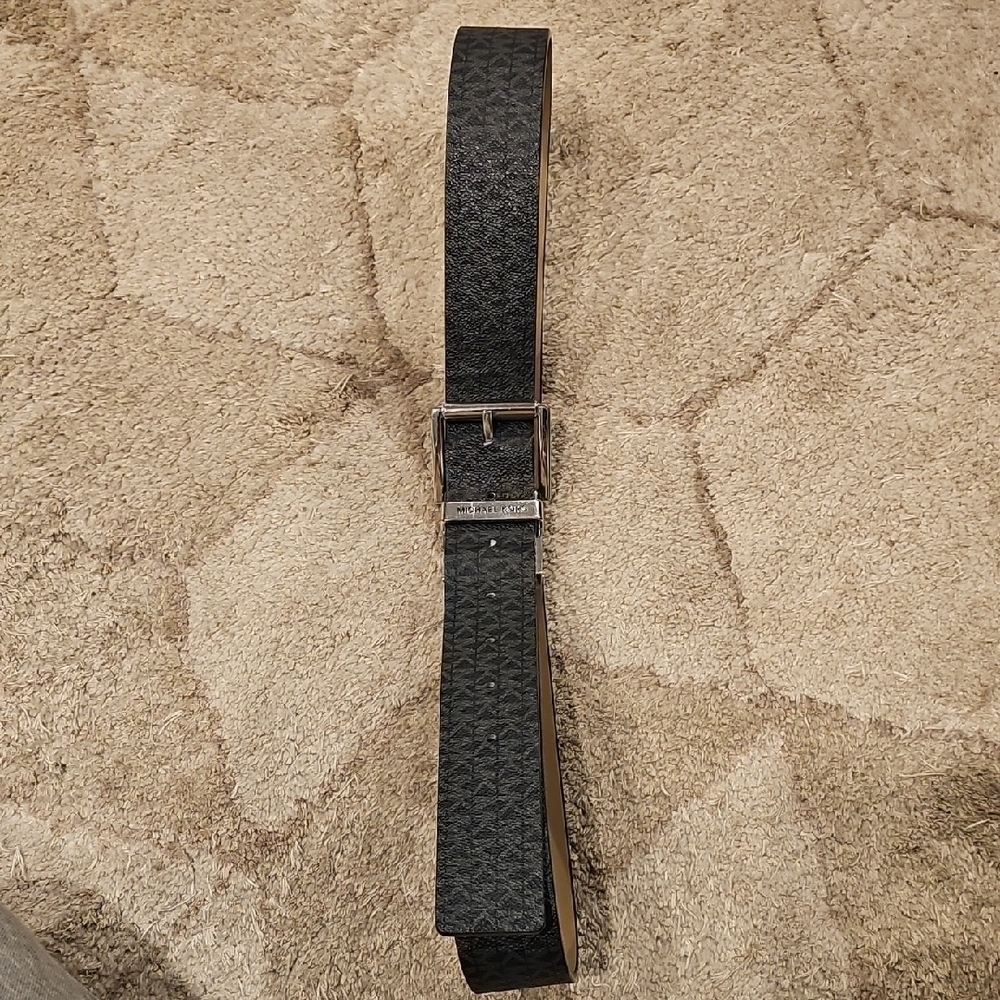 Michael Kors Black and Silver Logo Belt